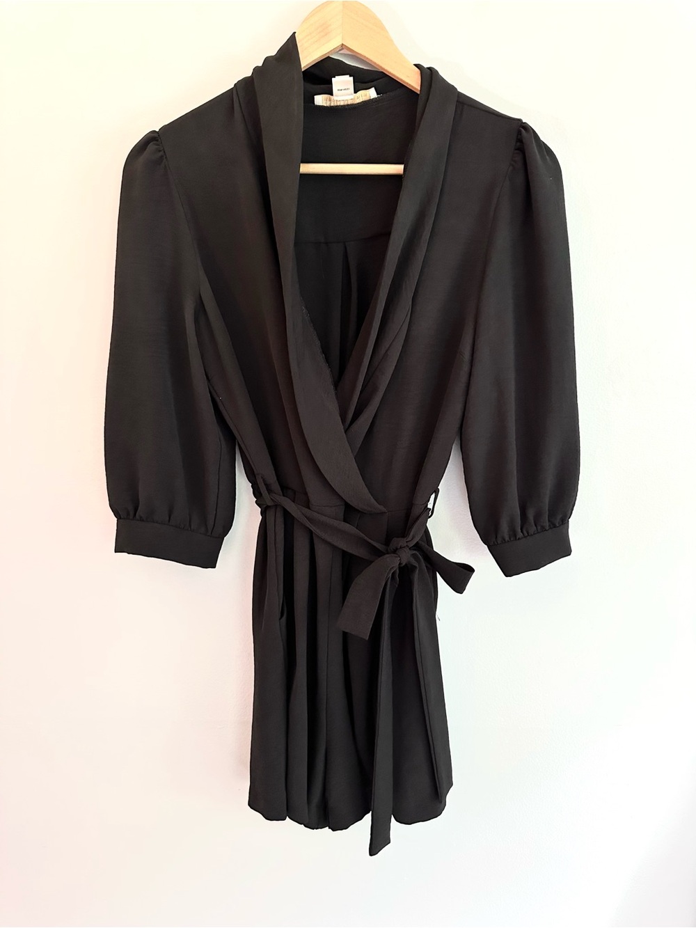 Monteau Black Wrap Romper Dress with Tie Belt